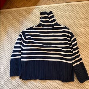GAP Navy and White Striped Turtleneck Sweater